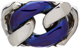 Thumbnail for your product : Alexander McQueen Silver & Blue Chrome Chain Ring
