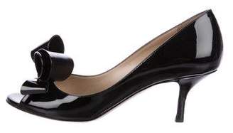 Valentino Bow Accented Peep-Toe Pumps