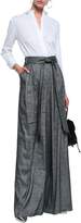 Thumbnail for your product : Milly Belted Linen-blend Twill Wide-leg Pants