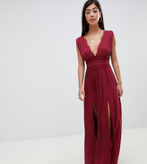 Thumbnail for your product : ASOS DESIGN Petite premium lace insert pleated maxi dress