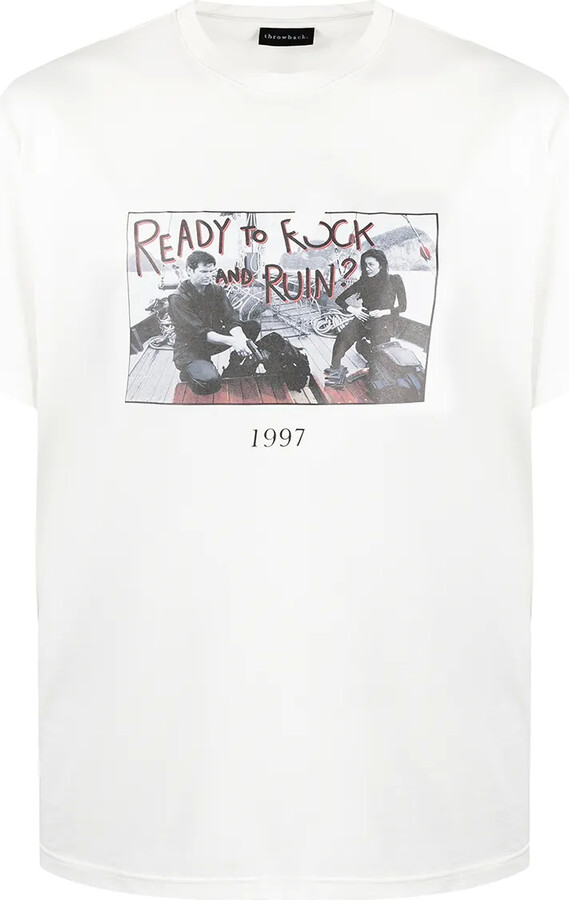 Throwback. Fishing-print cotton t-shirt