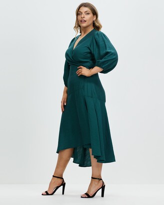 Atmos & Here Atmos&Here Curvy - Women's Green Midi Dresses - Georgina Dress - Size 26 at The Iconic
