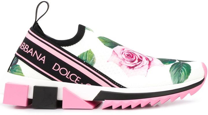 Dolce & Gabbana rose print Sorrento sneakers - ShopStyle