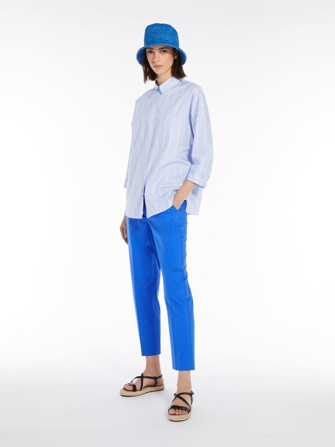 Women's Blue Satin Pants | ShopStyle