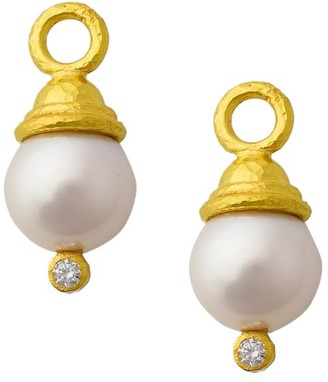 Elizabeth Locke Pearl 18K Yellow Gold, 10-11MM Pearl & Diamond Drop Small Earring Charms
