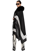 Thumbnail for your product : Roberto Cavalli Wool Felt Cape With Fox Fur Trim