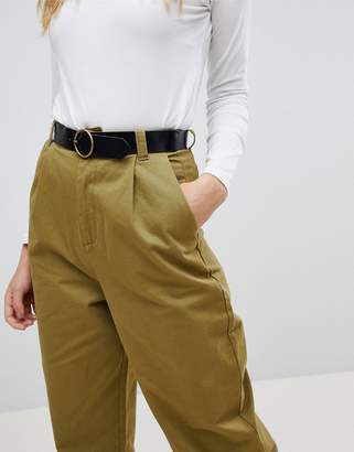 ASOS Tall Design Tall Curved Seam Tapered Casual Pants With Belt