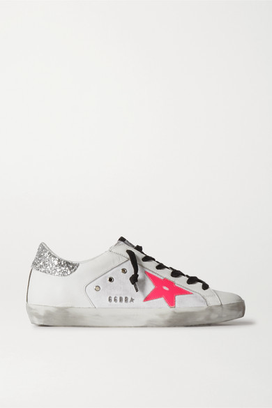 white glitter star snakeskin superstar sneakers
