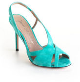 Thumbnail for your product : PeepToe JEAN MICHEL CAZABAT Callas Suede Peep-Toe Slingback Sandals