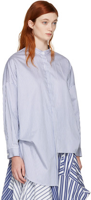 Enfold White and Navy Cropped Back Shirt
