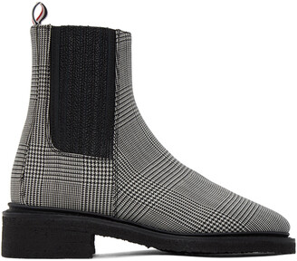 Thom Browne Black & White Houndstooth Chelsea Boots