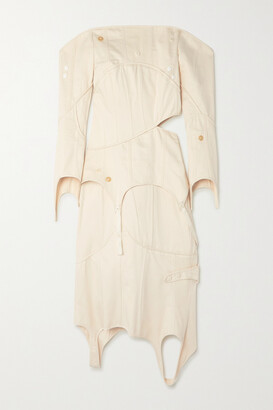 Acne Studios Off-the-shoulder Cutout Cotton-twill Midi Dress - White