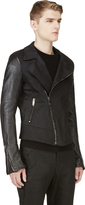 Thumbnail for your product : Gareth Pugh Black Denim & Leather Biker Jacket