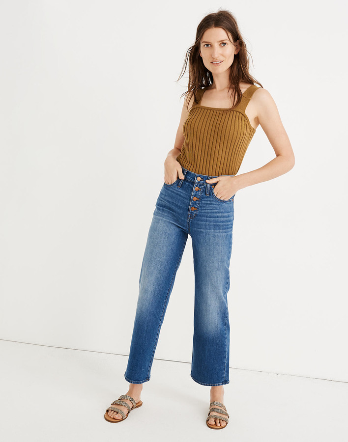 Madewell Petite Slim Wide-Leg Jeans in Olympia Wash: Button-Front ...