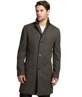 Thumbnail for your product : Cole Haan smoke herringbone wool blend elbow patch overcoat
