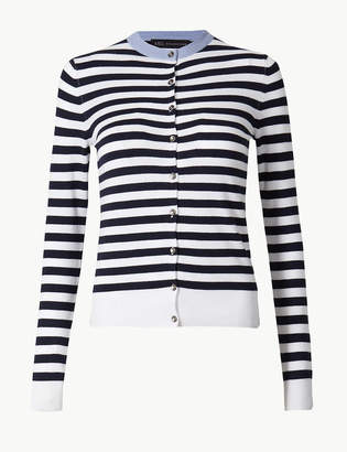 Marks and Spencer Striped Round Neck Cardigan