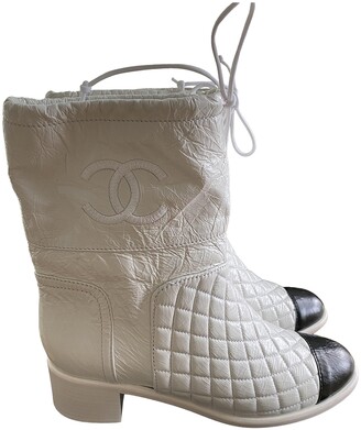 Chanel white Leather Boots