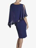 Thumbnail for your product : Gina Bacconi Ladina Sequin Trim Cape Dress, Navy