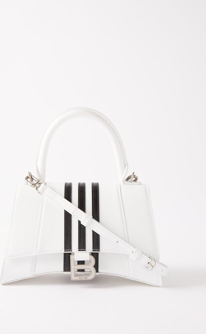 Balenciaga Hourglass Striped Padded Leather Shoulder Bag