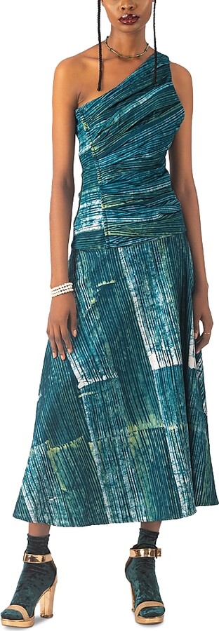 Busayo Tiwa Printed One Shoulder Maxi Dress