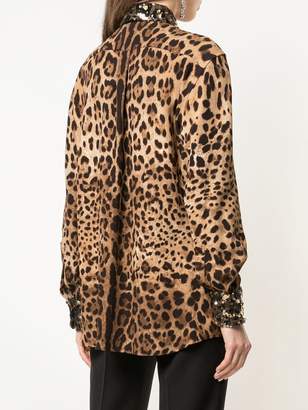 Dolce & Gabbana embellished leopard-print shirt