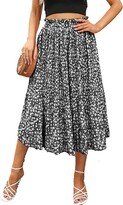 Thumbnail for your product : Naggoo Women's Skirts High Elastic Waist Casual Skirt Pleated Floral/Solid Long Skirts with Pockets