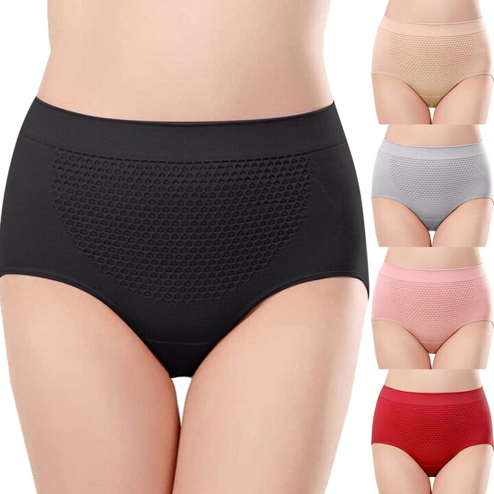 MILONT 5 Pack High Waisted Underwear for Women Plain Cotton Full Briefs  Breathable Tummy Control No Show Cheeky Panties for Ladies