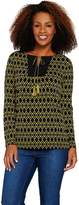 Thumbnail for your product : Susan Graver Printed Liquid Knit Long Sleeve Top with Tassels