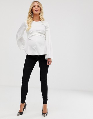 ASOS Maternity DESIGN Maternity Tall high rise ridley 'skinny' jeans in clean black with over the bump waistband