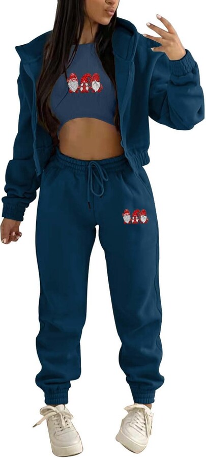 Emilyzdw Women'S Tracksuit Two Piece Outfit Skims Gym Sport Y2K