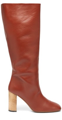 Ssone - Rita Knee-high Leather Boots - Dark Red