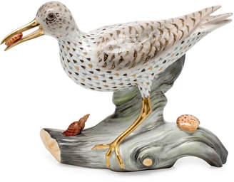 Herend Spotted Sandpiper on Driftwood Figurine