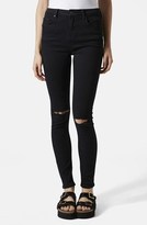 Thumbnail for your product : Topshop Moto 'Jamie' Ripped Skinny Jeans (Black) (Regular & Short)