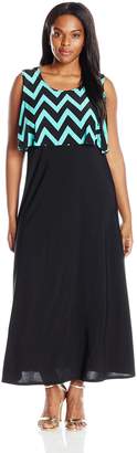 Star Vixen Women's Plus-Size Popover Top Sleeveless Maxi Dress