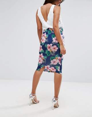 ASOS Maternity Over The Bump Longer Line Midi Skirt In Floral Print