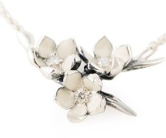 Shaun Leane sterling silver Cherry Blossom diamond flower posey pendant necklace