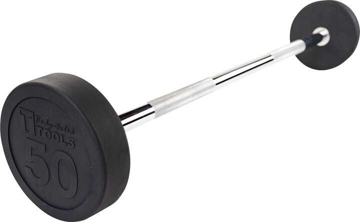 Body Solid Tools - SBB50 Rubber Coated Fixed Straight Barbell, 50lb