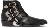 Thumbnail for your product : Toga Virilis Buckled Leather Ankle Boots - Black