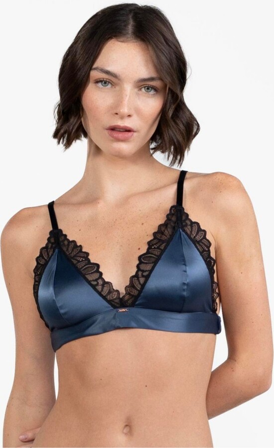 COCO DE MER LONDON Iris embroidered tulle and satin underwired bra