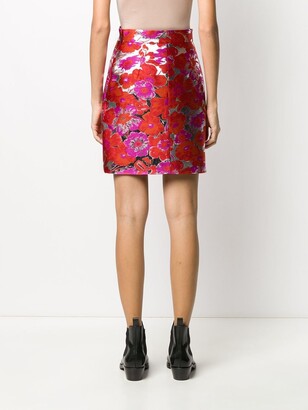 MSGM Metallic Floral-Jacquard Skirt