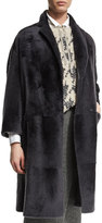 Thumbnail for your product : Brunello Cucinelli Reversible Monili-Collar Shearling Coat, Graphite