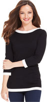 Thumbnail for your product : Cable & Gauge Boat-Neck Contrast-Trim Sweater