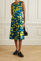 Thumbnail for your product : Marni Pleated Floral-print Cotton-poplin Midi Dress - Green