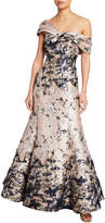 Thumbnail for your product : Aidan Mattox Off-the-Shoulder Brocade Mermaid Gown