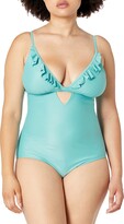Thumbnail for your product : Mae Amazon Brand Women's Swimwear All Aboard Front Ruffle Cut-Out One Piece Swimsuit (for A-C cups)