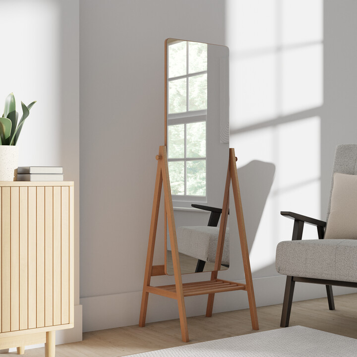 Dunelm Wooden Full Length Mirror with Shelf, Oak 160x40cm Brown ShopStyle