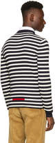 Thumbnail for your product : Prada Navy and Off-White Striped Lambswool Sweater