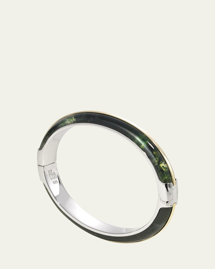 By Pariah Essential Stacking Cuff Bracelet, Moss Agate