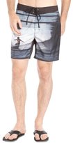 Thumbnail for your product : Sundek black and grey surf board print low rise board shorts