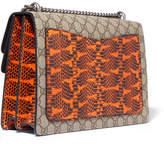 Thumbnail for your product : Gucci Dionysus Appliquéd Printed Coated-canvas And Watersnake Shoulder Bag - Beige